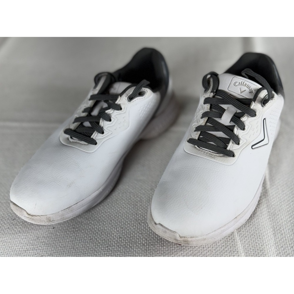 Callaway Golf Shoes Mens Size 7‎ White Black Leather Spiked Comfort CG220WGY